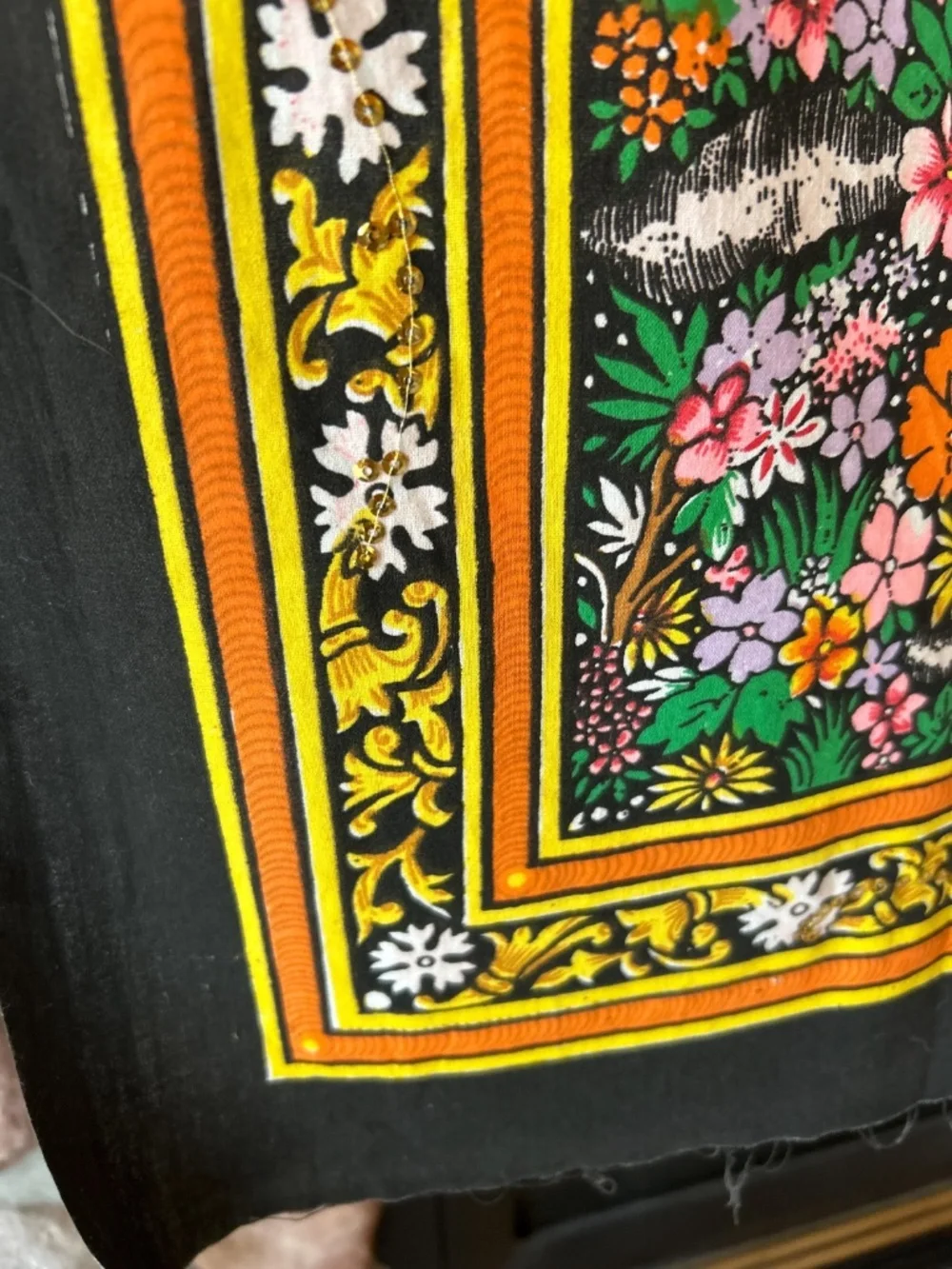 Pichwai Style Krishna Radha Sequin Tapestry | Sacred Hindu Folk Art Wall Decor